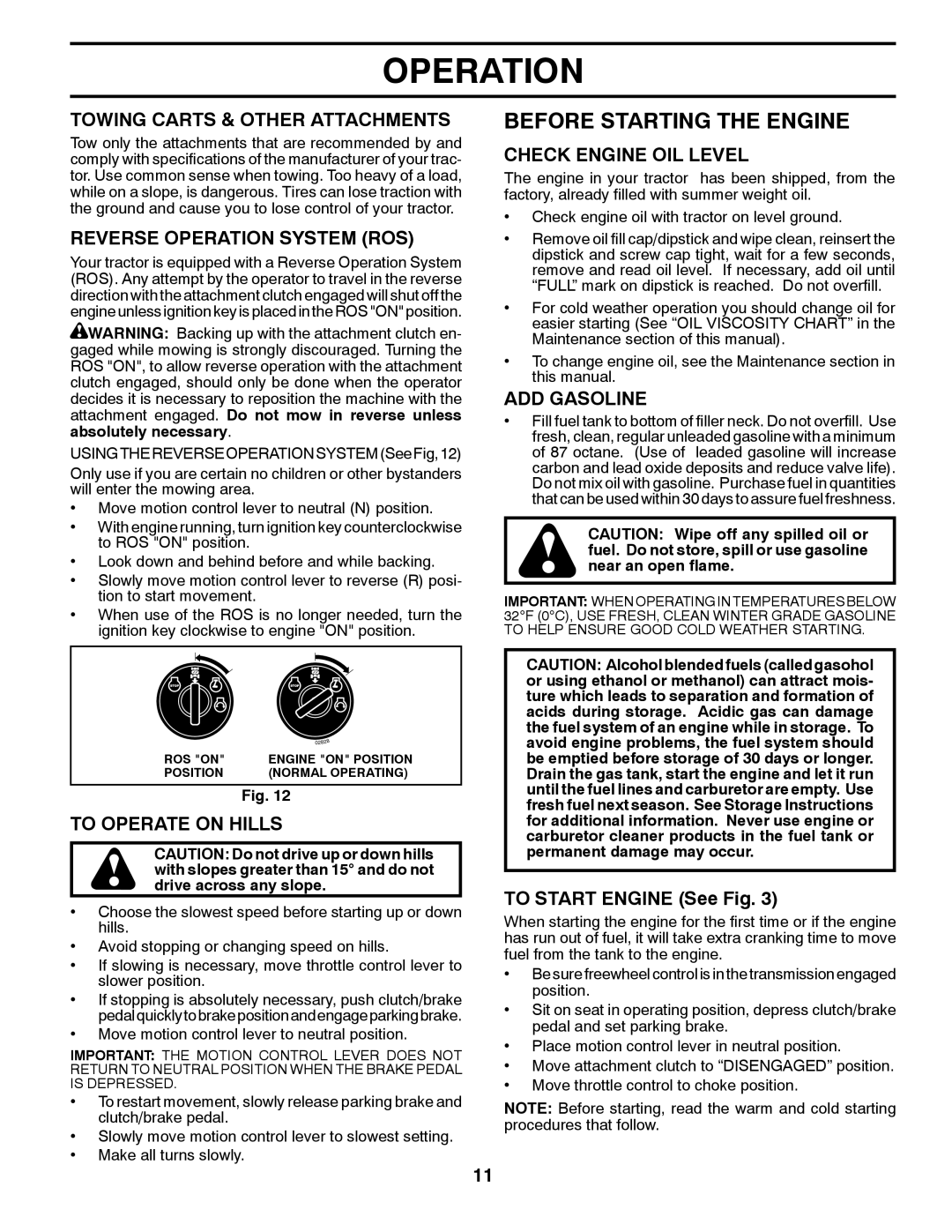 Husqvarna 917.28961 owner manual Before Starting the Engine 