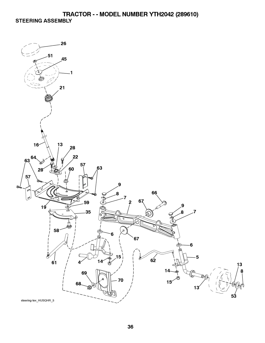 Husqvarna 917.28961 owner manual Steering Assembly 