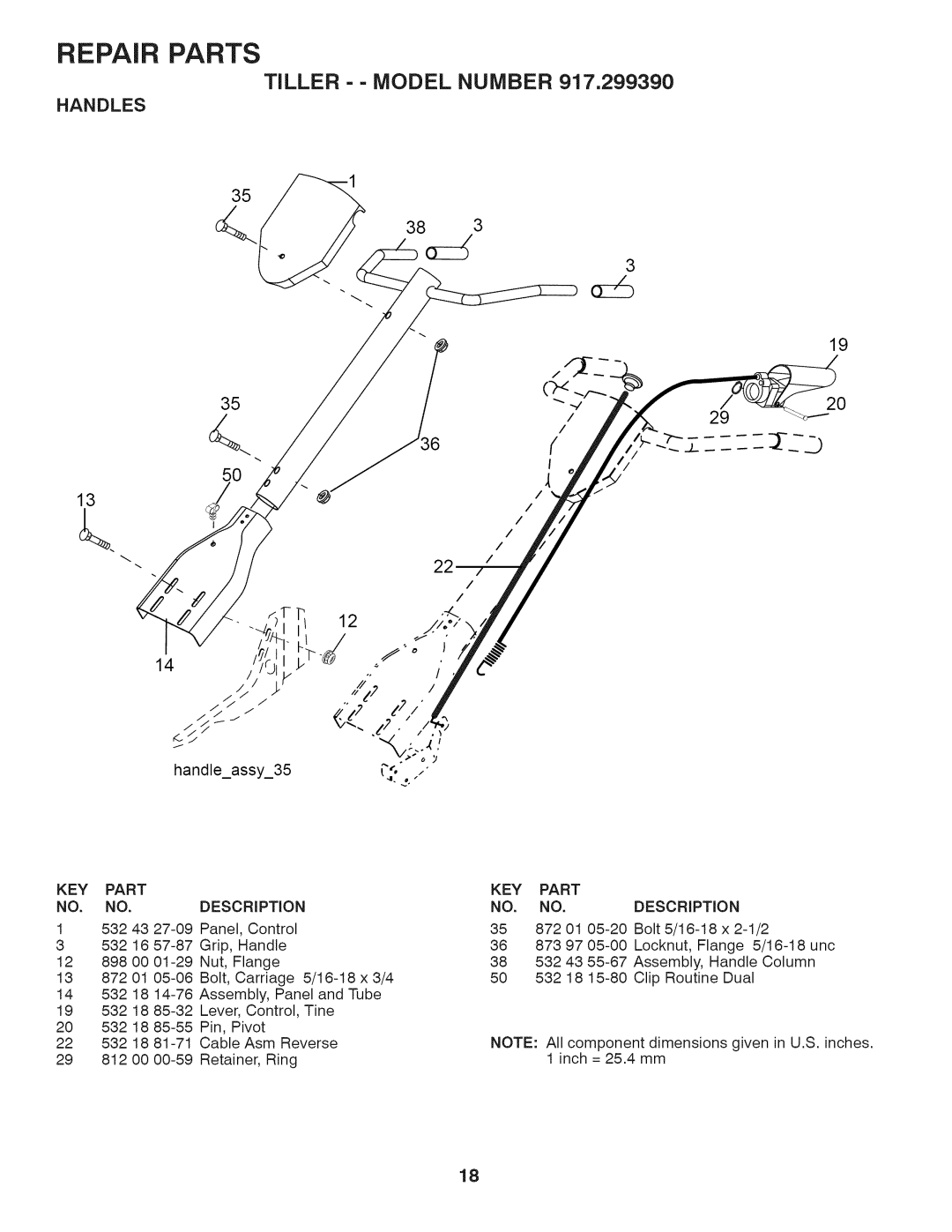 Husqvarna 917.29939 owner manual Handles, KEY Part 