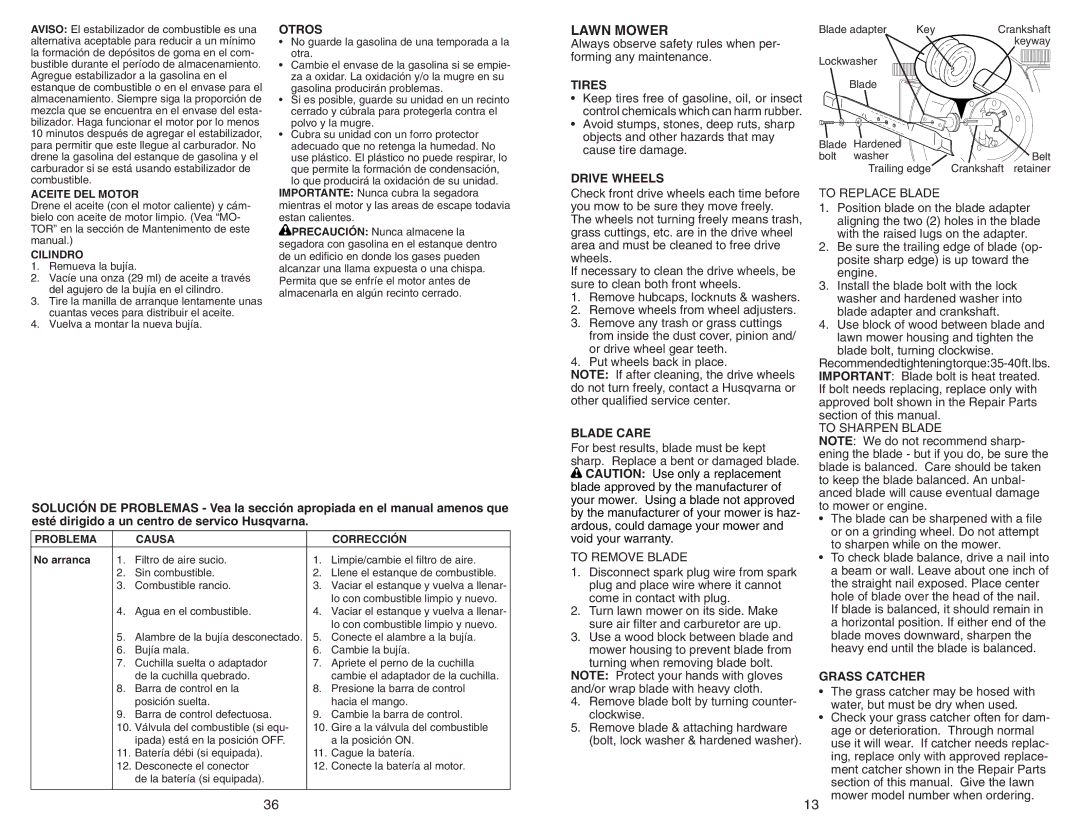 Husqvarna 917.37408 owner manual Lawn Mower 