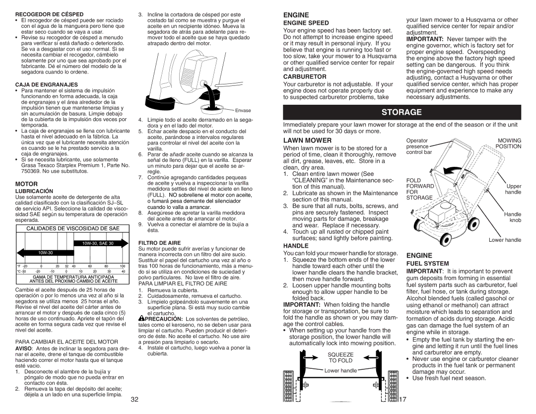 Husqvarna 917.37408 owner manual Storage, Carburetor, Handle, Fuel System 