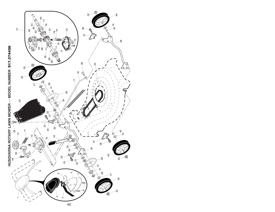 Husqvarna 917.374456 owner manual Husqvarna Rotary Lawn Mower - Model Number 