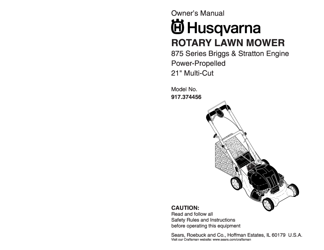 Husqvarna 917.374456 owner manual Rotary Lawn Mower, Series Briggs & Stratton Engine, Power-Propelled 21 Multi-Cut 