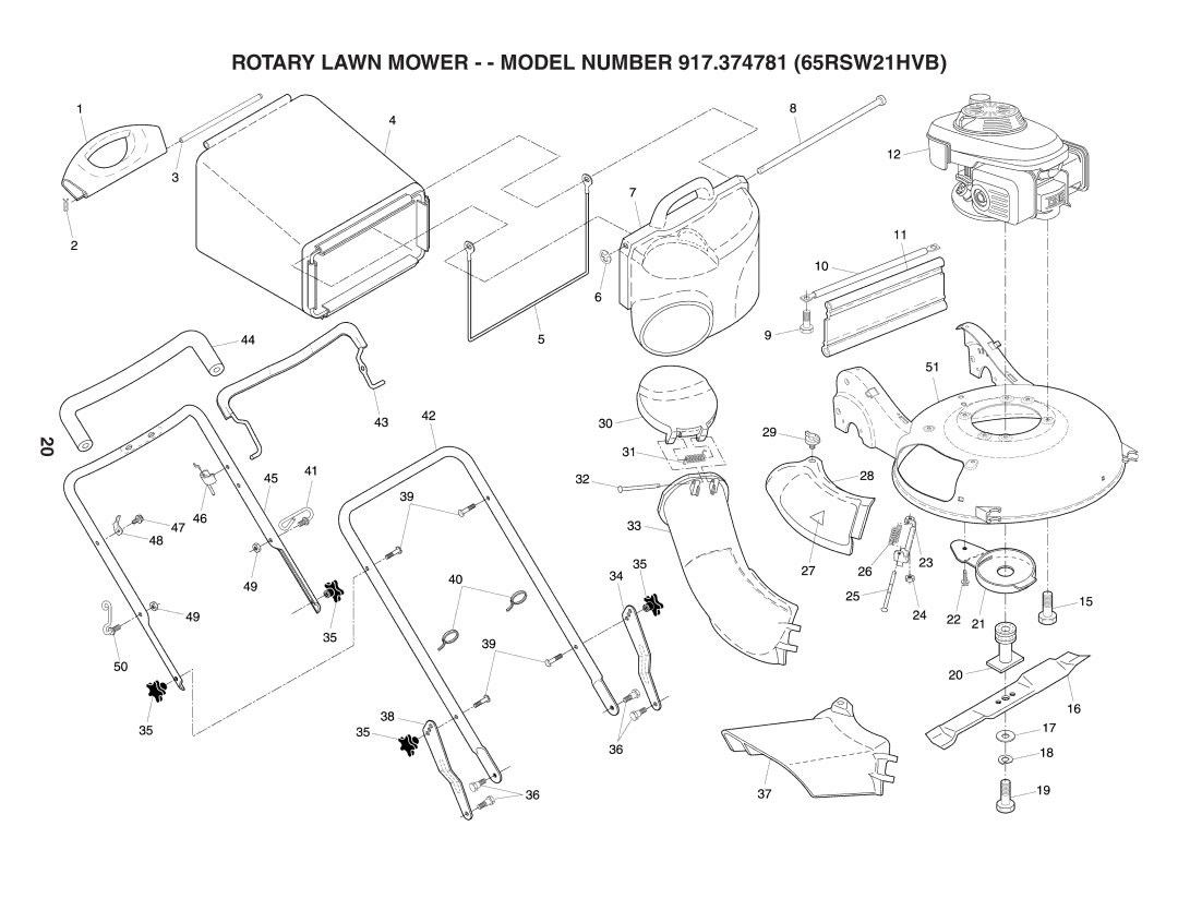 Husqvarna 917.374781 (65RSW21HVB) owner manual Rotary Lawn Mower - Model Number 917.374781 65RSW21HVB 