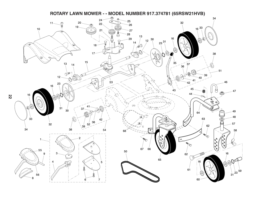 Husqvarna 917.374781 (65RSW21HVB) owner manual Rotary Lawn Mower - Model Number 917.374781 65RSW21HVB 