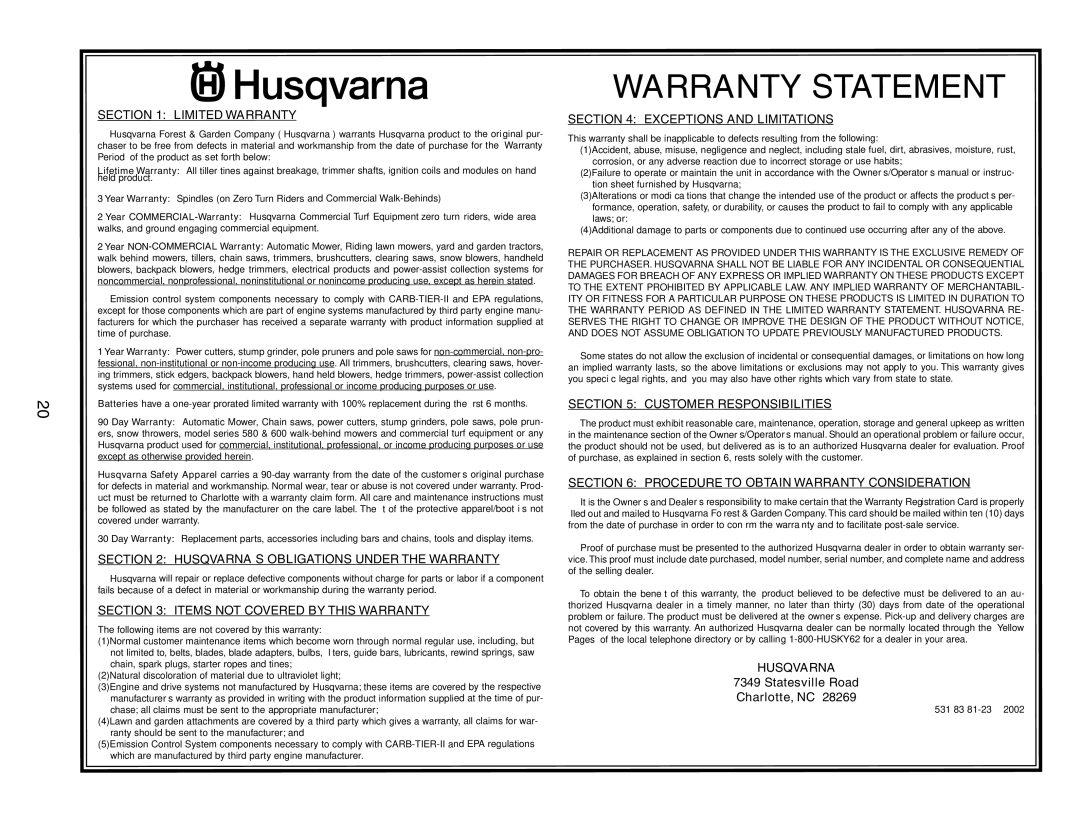 Husqvarna 917.37535 owner manual Rantywar Tementsta 