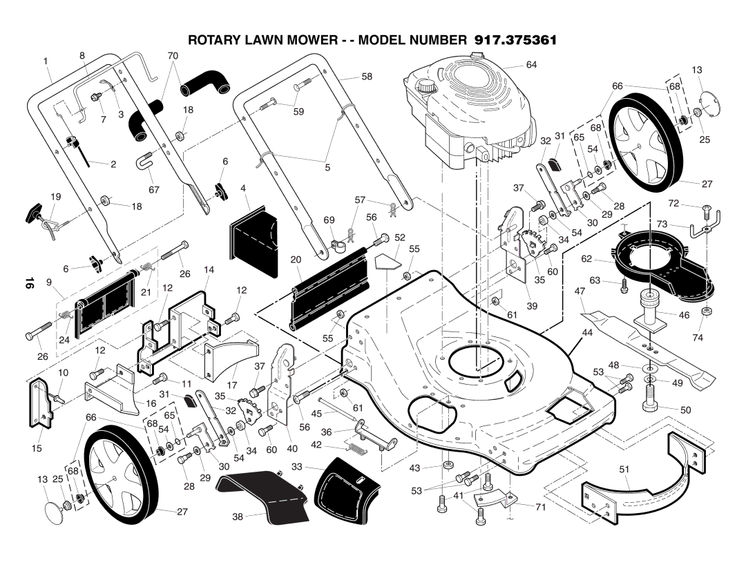 Husqvarna 917.375361 owner manual Rotary Lawn Mower - Model Number 