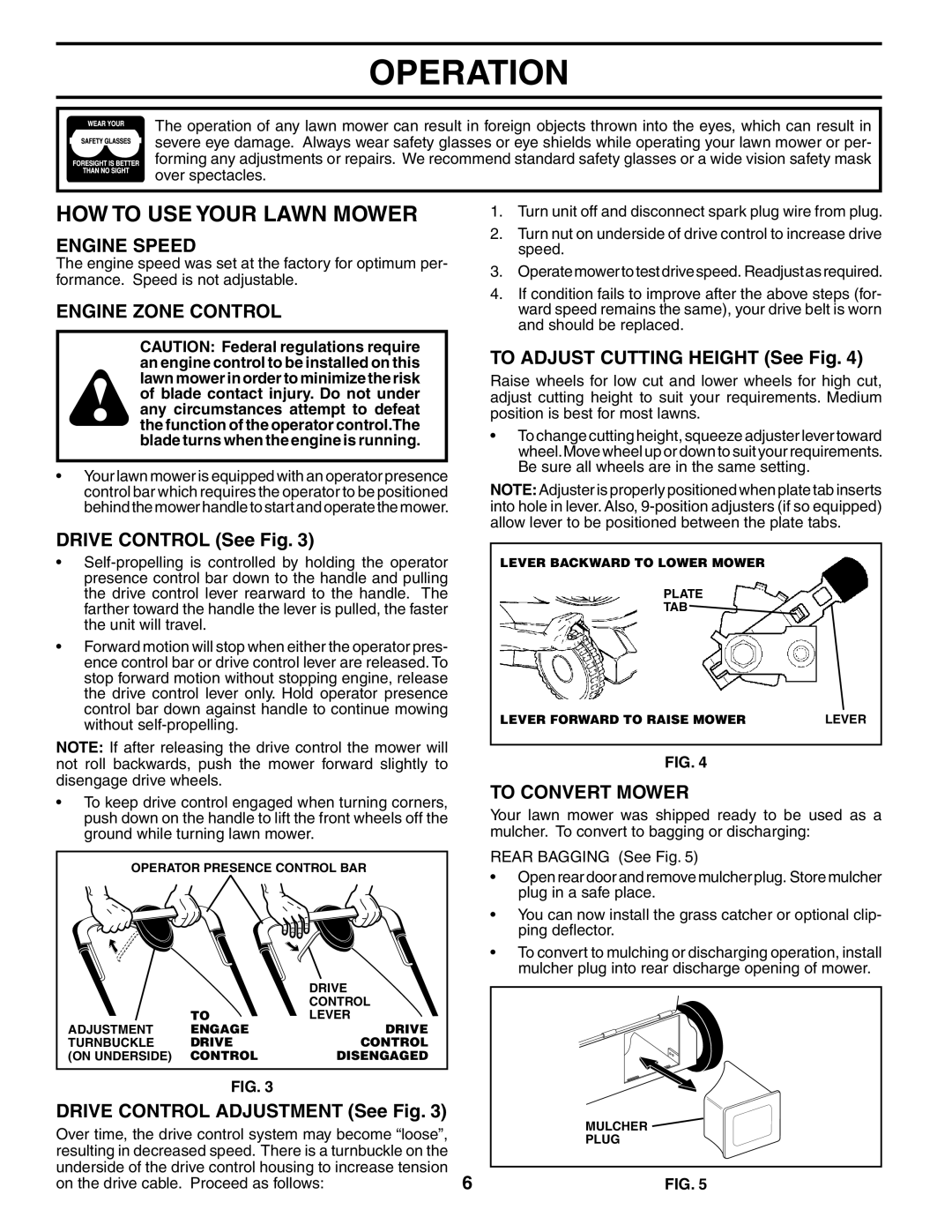 Husqvarna 917.375361 owner manual HOW to USE Your Lawn Mower, Engine Speed, Engine Zone Control, To Convert Mower 