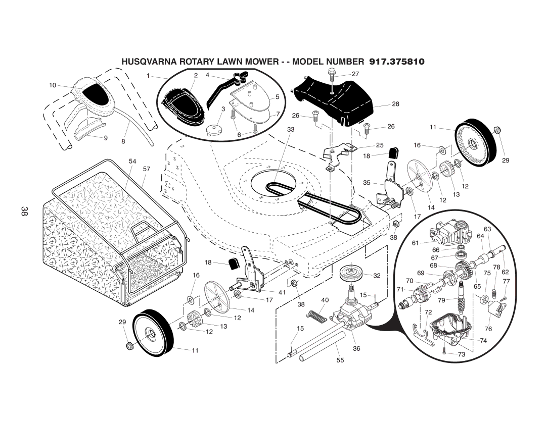 Husqvarna 917.37581 owner manual Husqvarna Rotary Lawn Mower - Model Number 