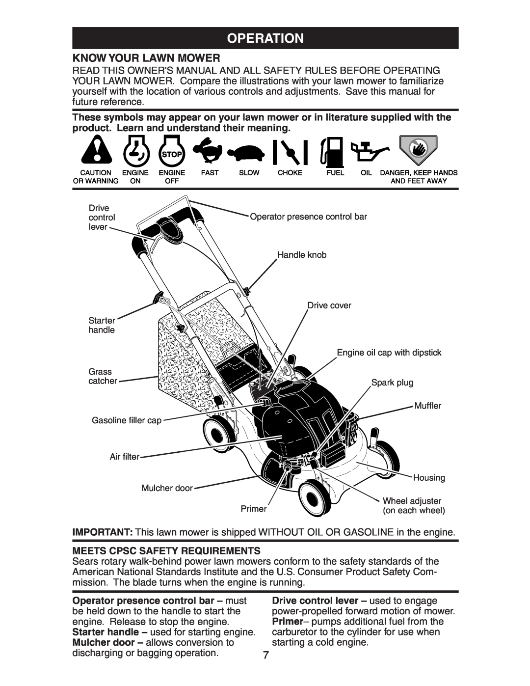 Husqvarna 917.37583 owner manual Operation, Know Your Lawn Mower 