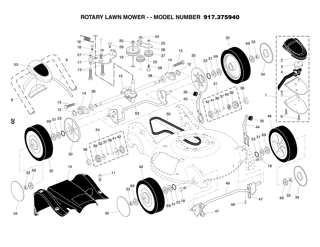 Husqvarna 917.37594 owner manual Rotary Lawn Mower - Model Number 