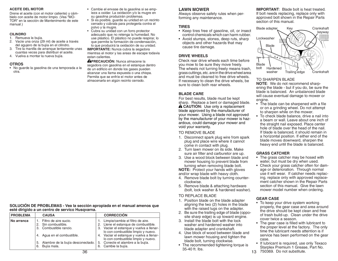 Husqvarna 917.37723 owner manual Lawn Mower 