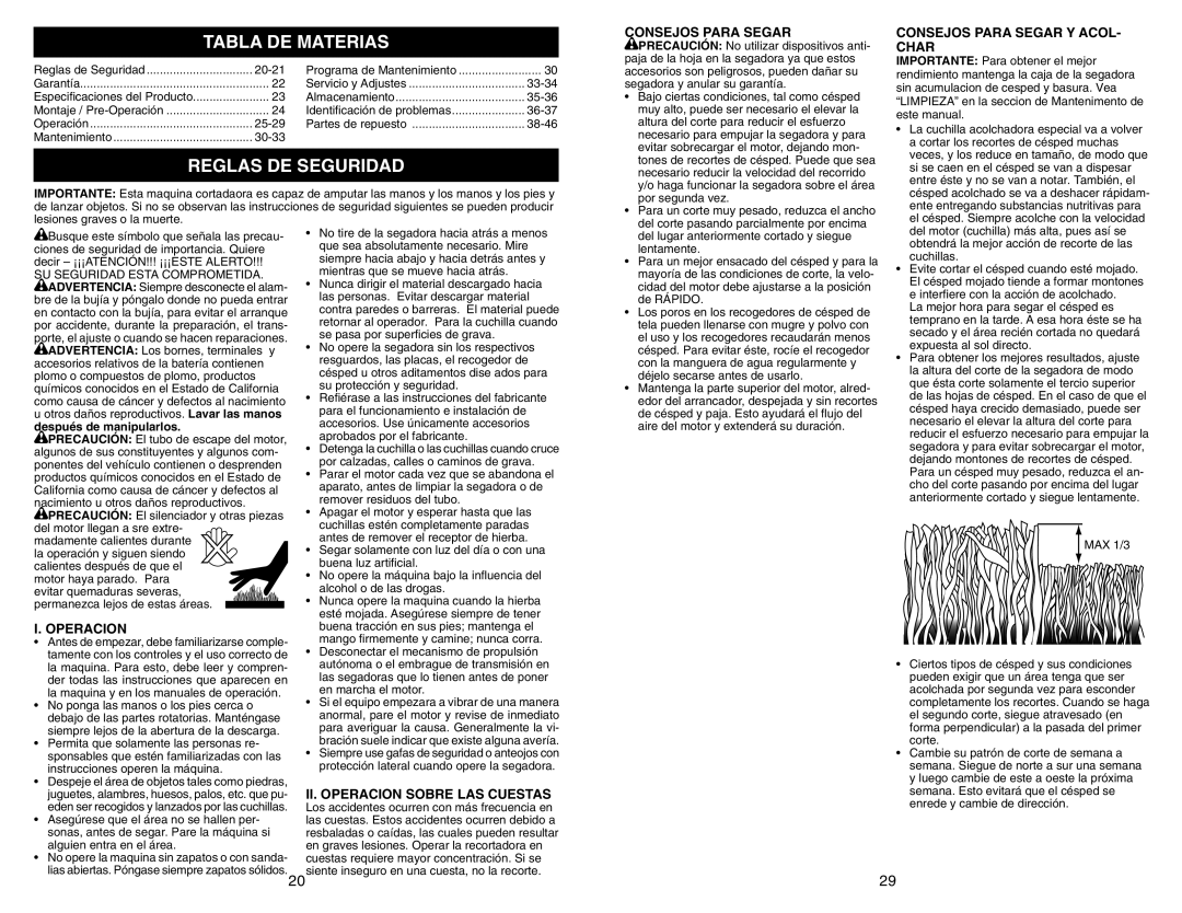 Husqvarna 917.377231 owner manual Tabla DE Materias, Reglas DE Seguridad 