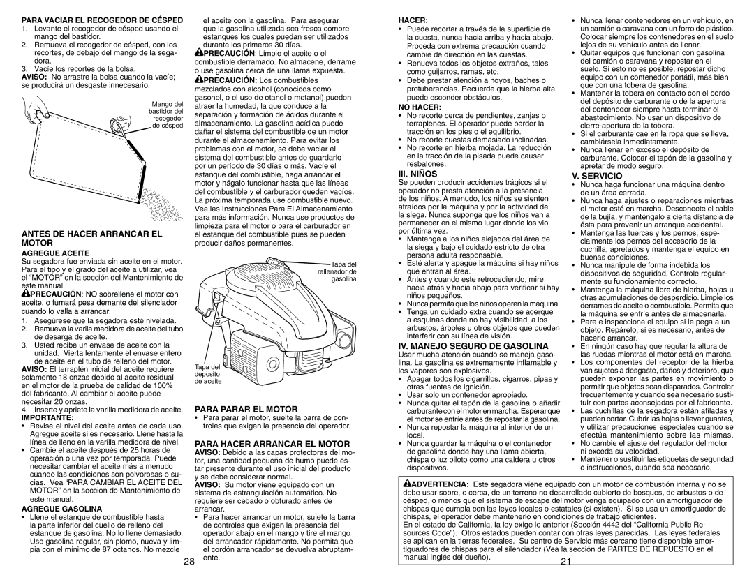 Husqvarna 917.377231 Antes DE Hacer Arrancar EL Motor, Para Parar EL Motor, Para Hacer Arrancar EL Motor, III. Niños 