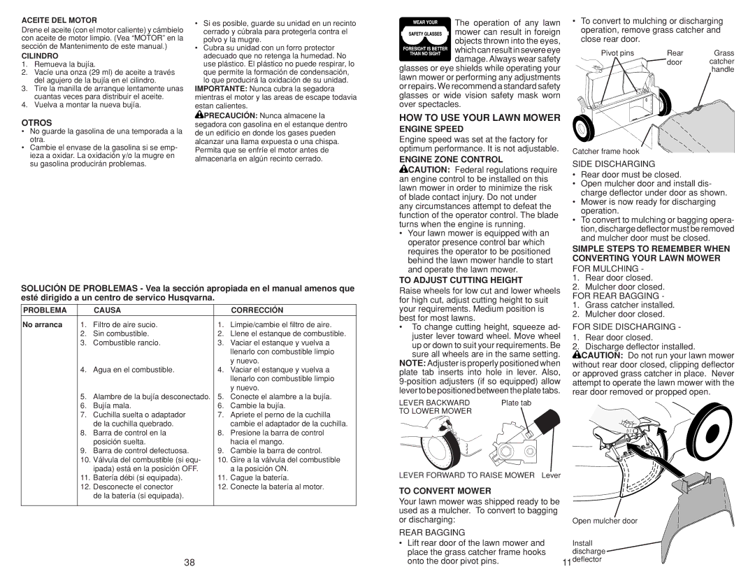 Husqvarna 917.384507 owner manual HOW to USE Your Lawn Mower 