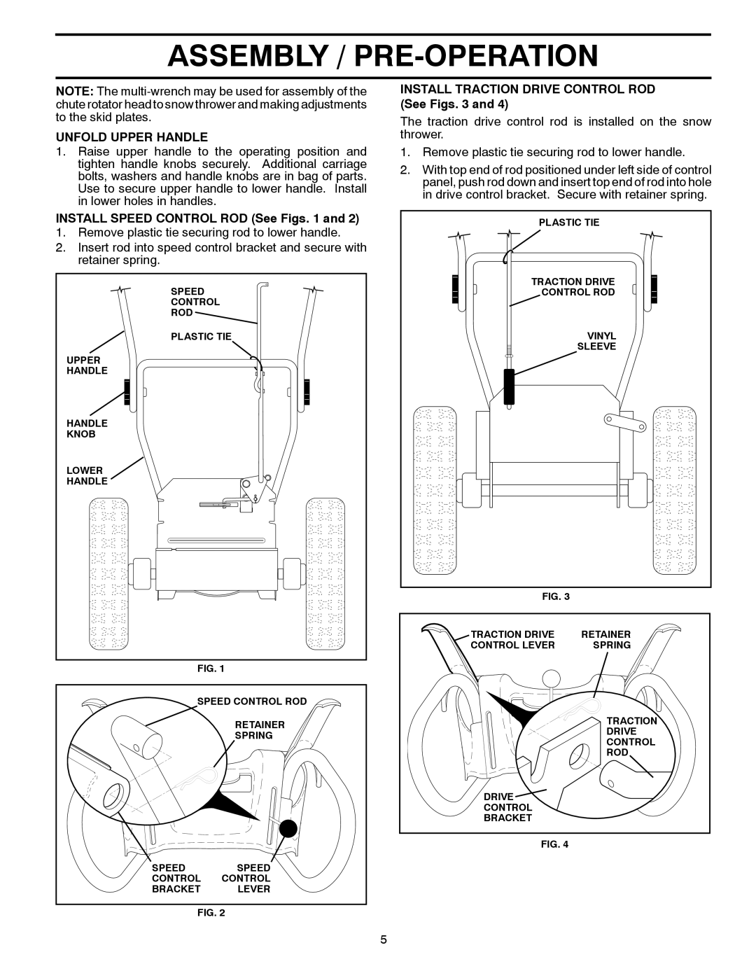 Husqvarna 924HV/96193007000 warranty Unfold Upper Handle, Install Speed Control ROD See Figs 