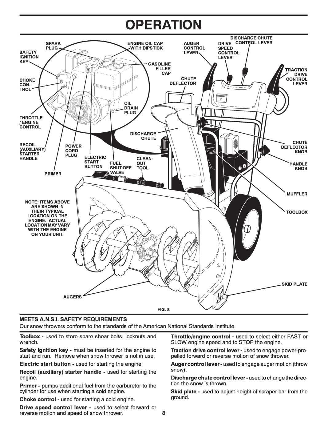 Husqvarna 927SB, 96193004400 owner manual Operation, Meets A.N.S.I. Safety Requirements 