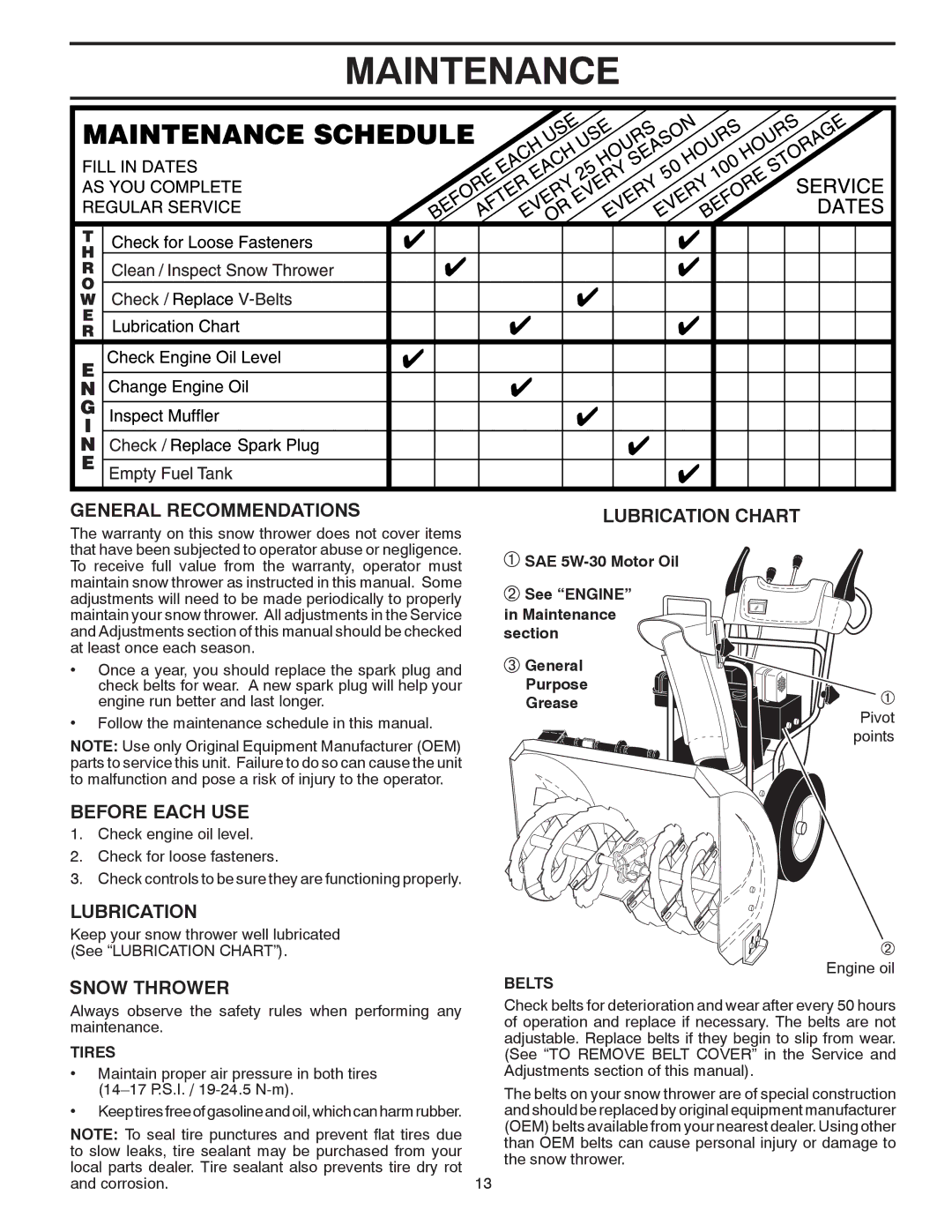 Husqvarna 96193004400, 927SB owner manual Maintenance 