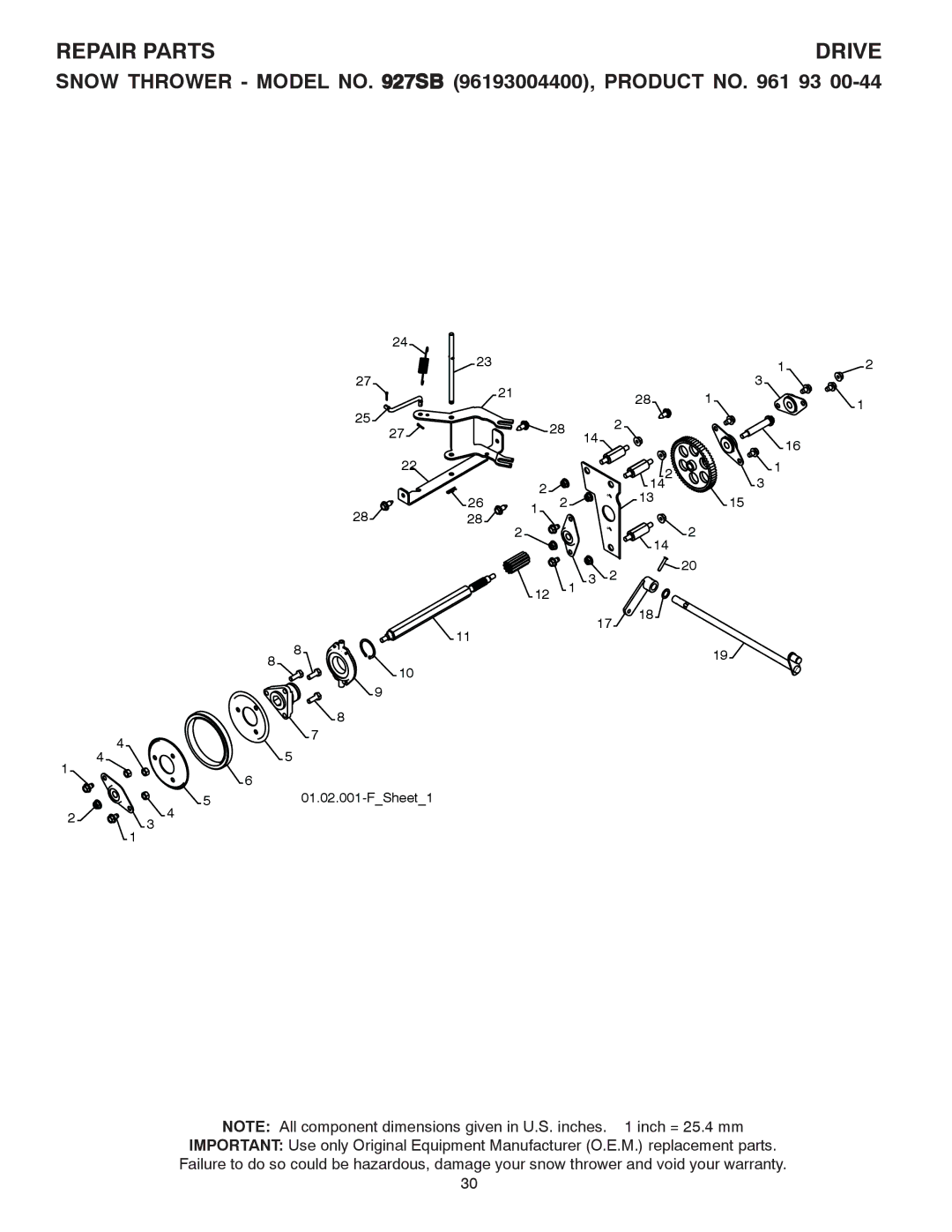 Husqvarna 927SB, 96193004400 owner manual Drive 