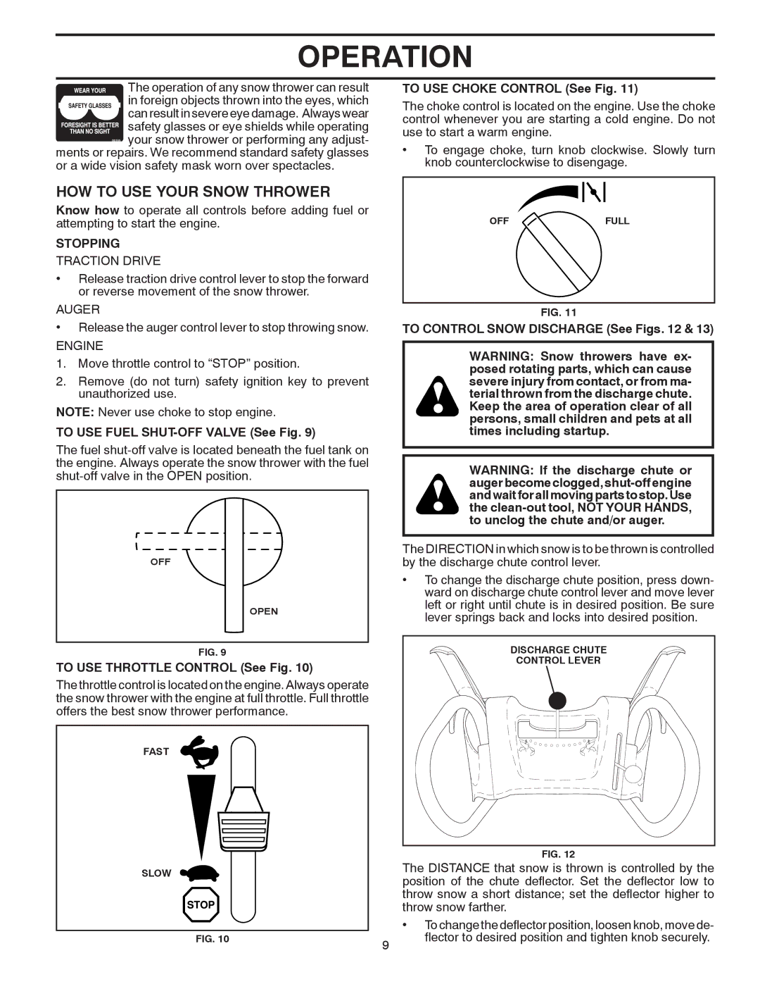 Husqvarna 96193004400, 927SB owner manual HOW to USE Your Snow Thrower, Stopping 