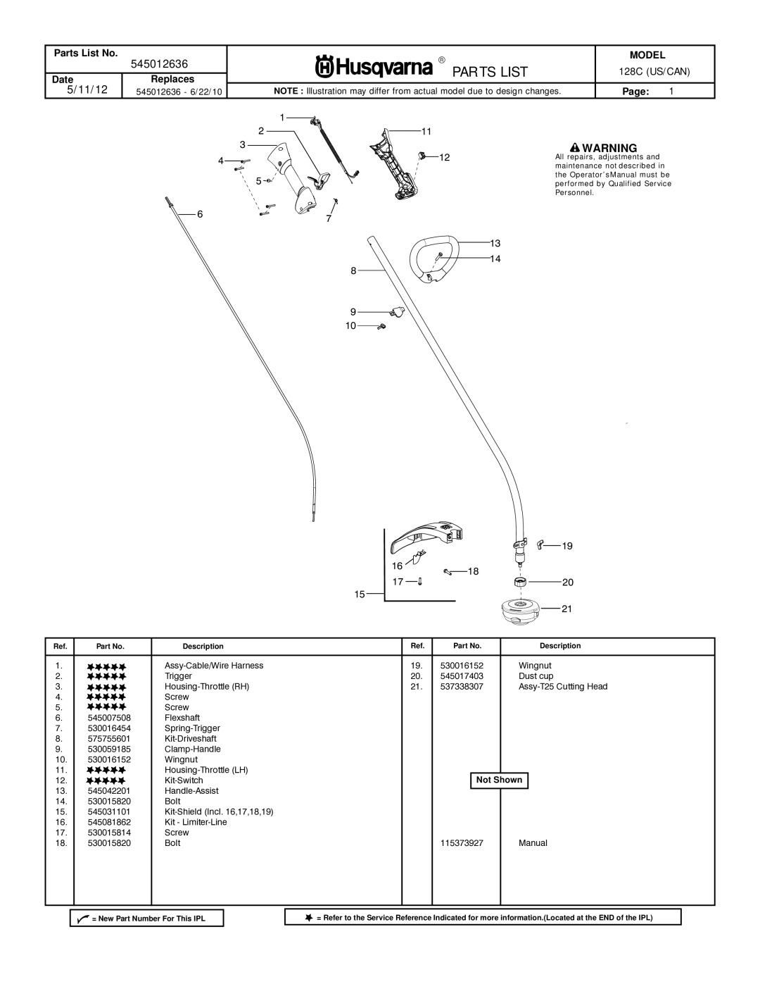 Husqvarna 952711947 manual PAR TS List 