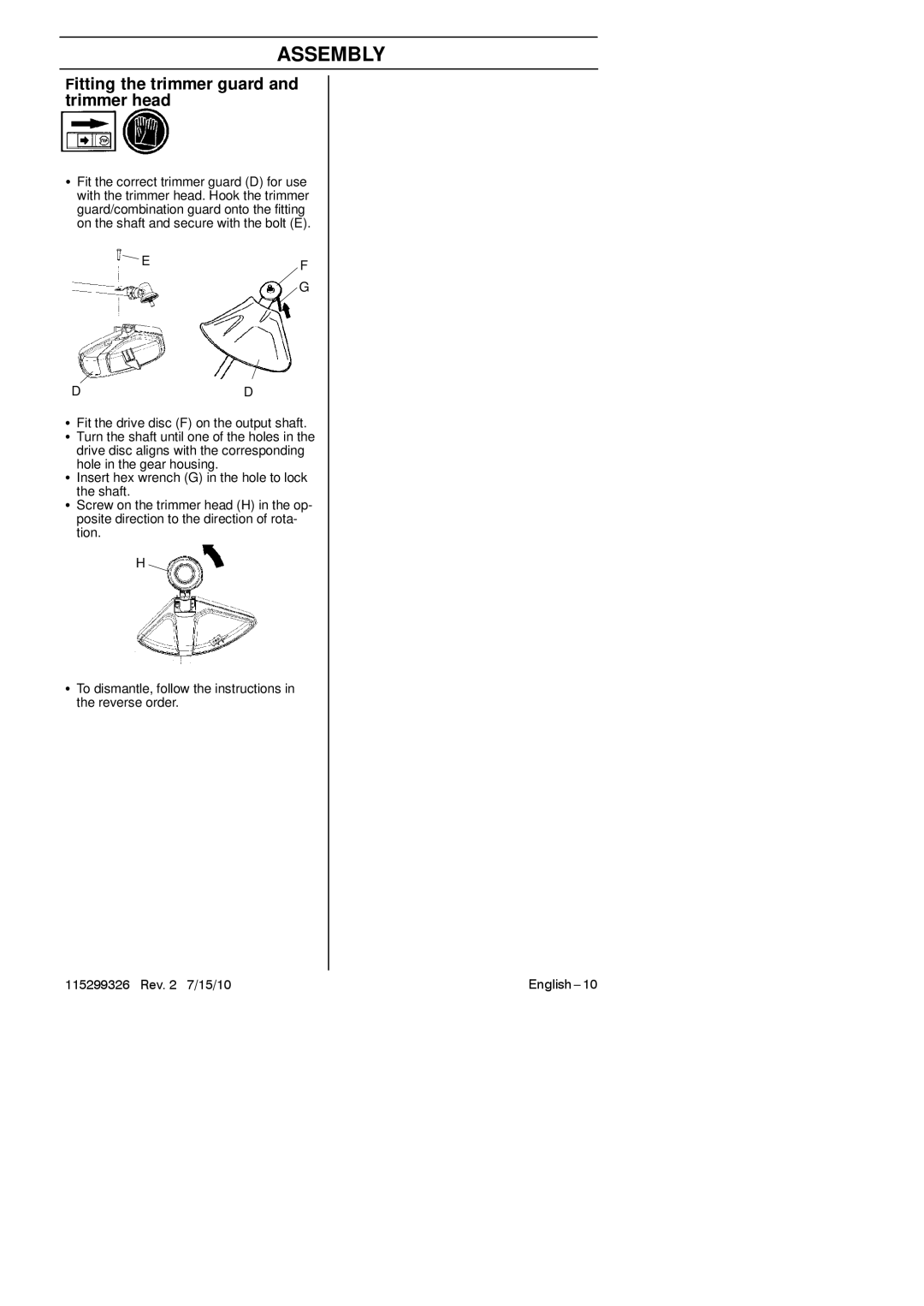 Husqvarna 952711948 manual Fitting the trimmer guard and trimmer head 