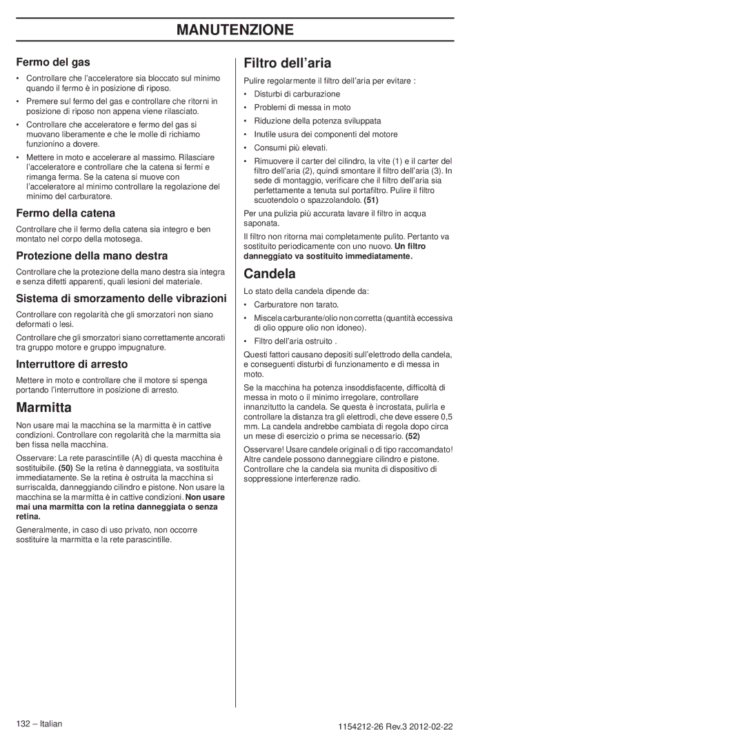 Husqvarna 952802154 manuel dutilisation Marmitta, Filtro dell’aria, Candela 