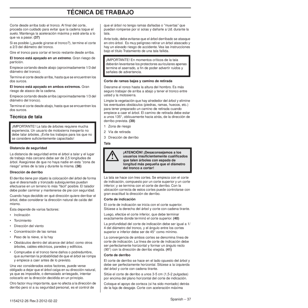 Husqvarna 952802154 manuel dutilisation Técnica de tala 