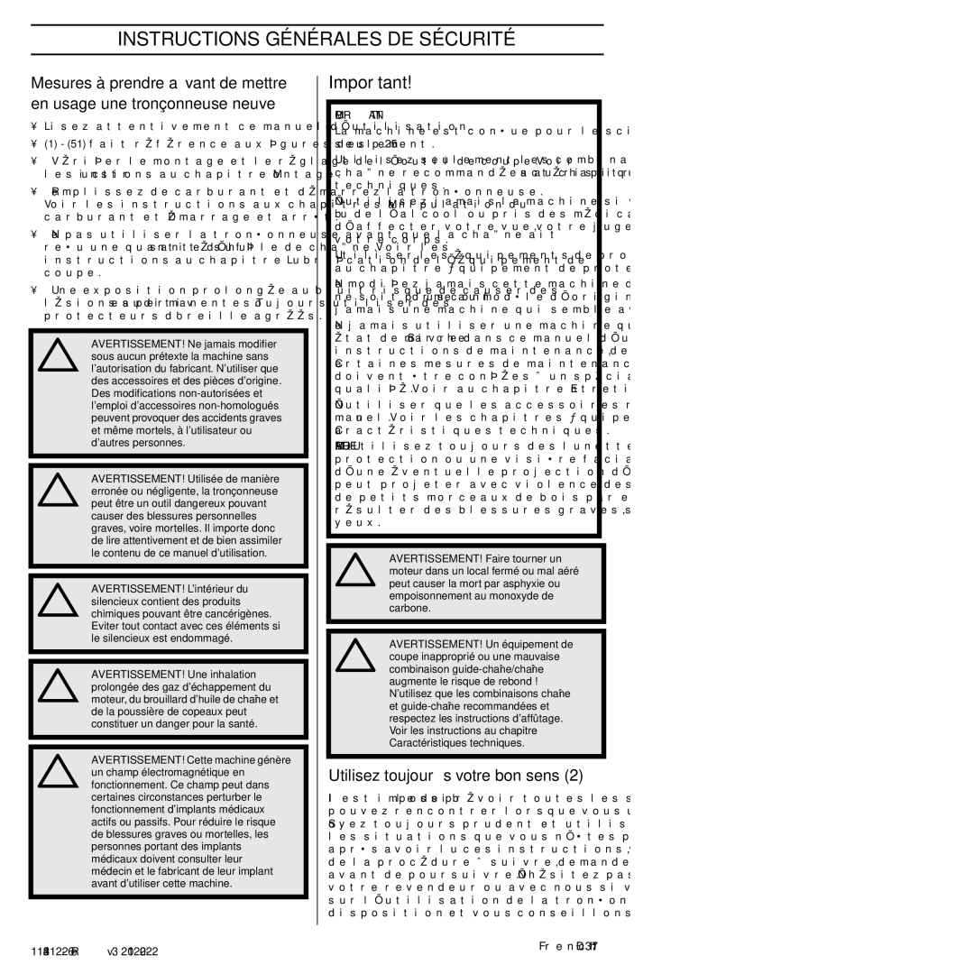 Husqvarna 952802154 manuel dutilisation Instructions Générales DE Sécurité 