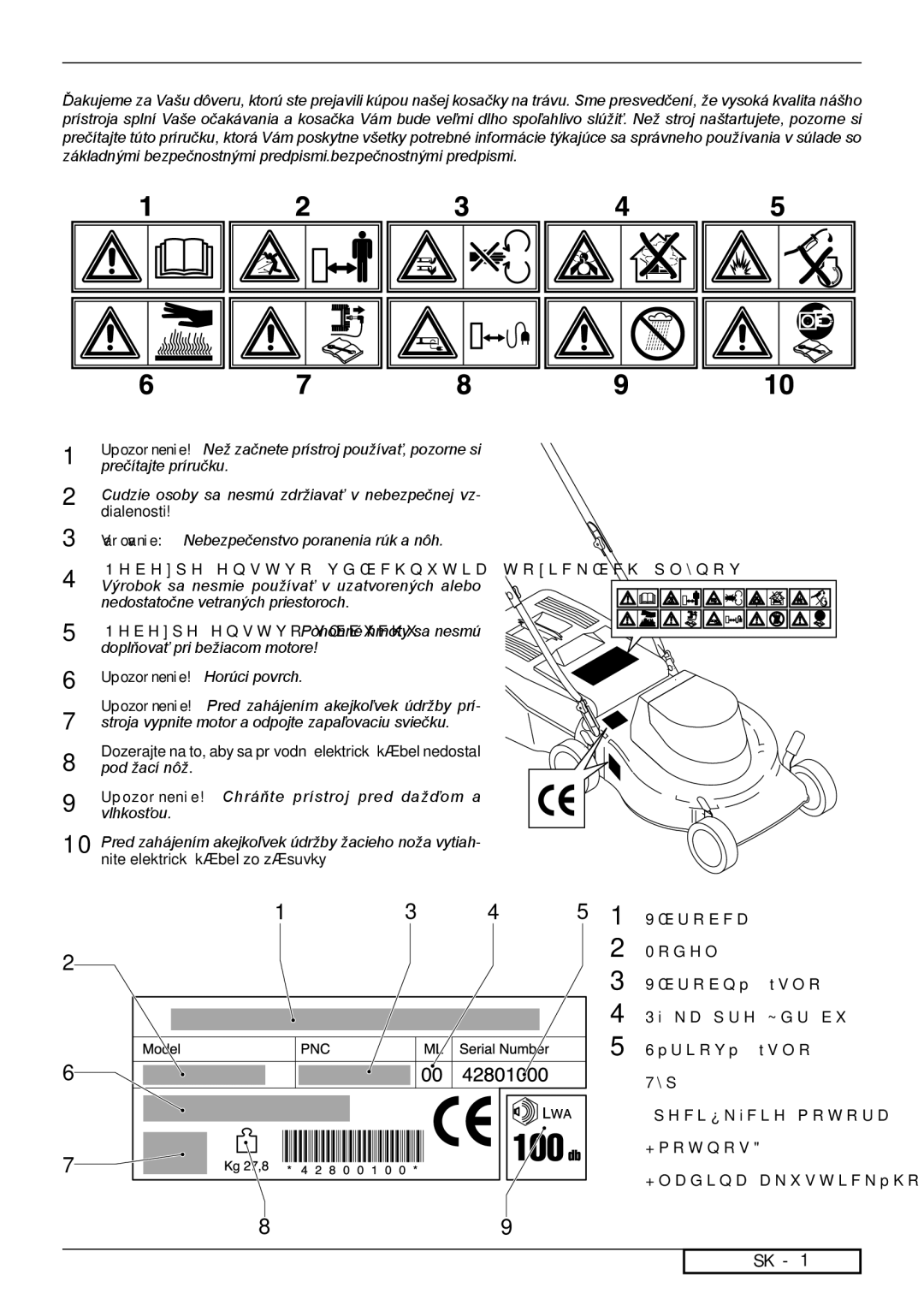 Husqvarna 953878303, 953878322, 953876533, 953876562 instruction manual Nebezpečenstvo vdýchnutia toxických plynov 