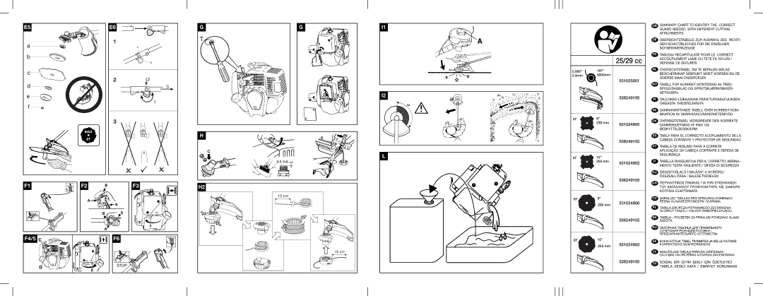 Husqvarna 257 L, 953900740, 953900739, 953900790, 297 L, 257 B, 249953 instruction manual F4/5, 15 cm 