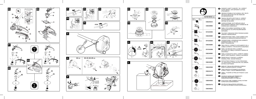 Husqvarna 2.010 BP, 953900791, 953900768, 953900767 instruction manual 52 cc 