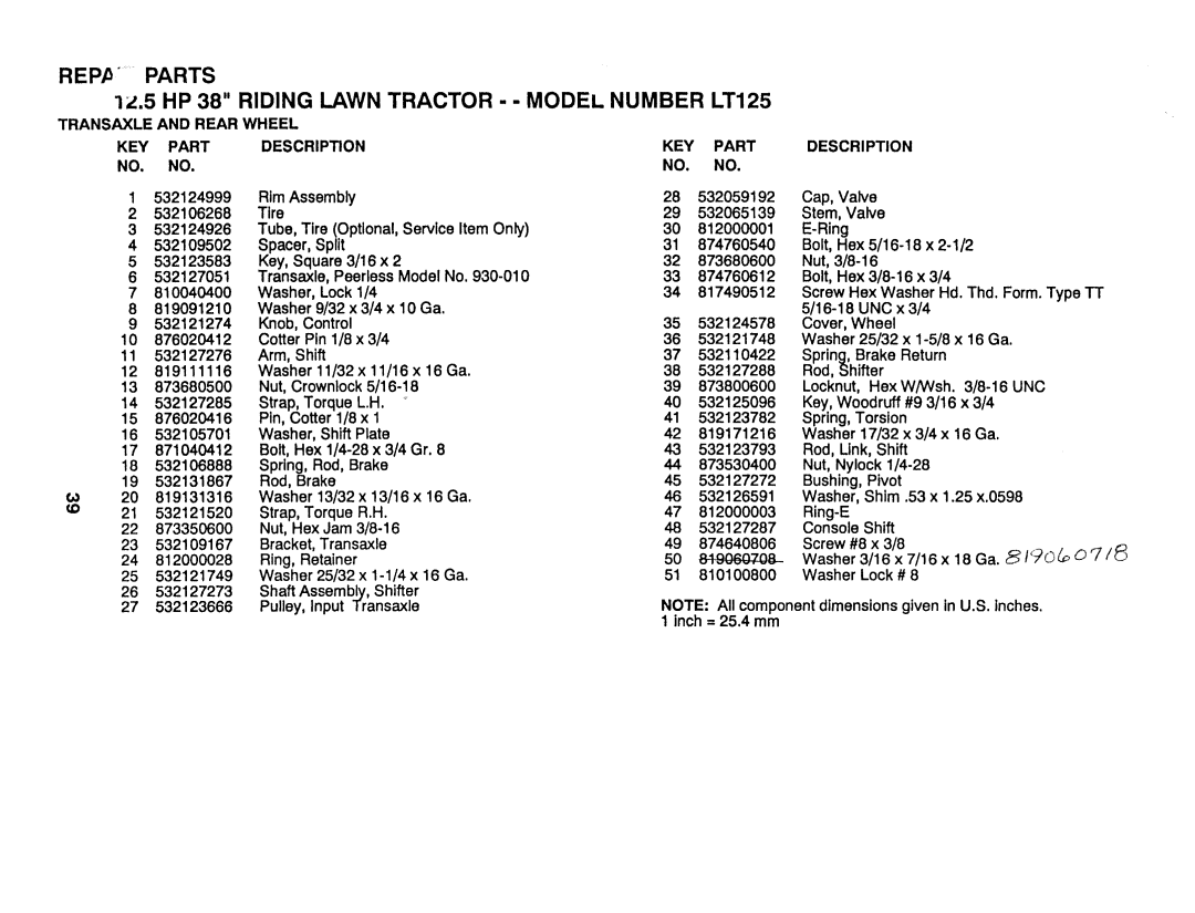 Husqvarna H12538D, 954 00 03-32 manual 