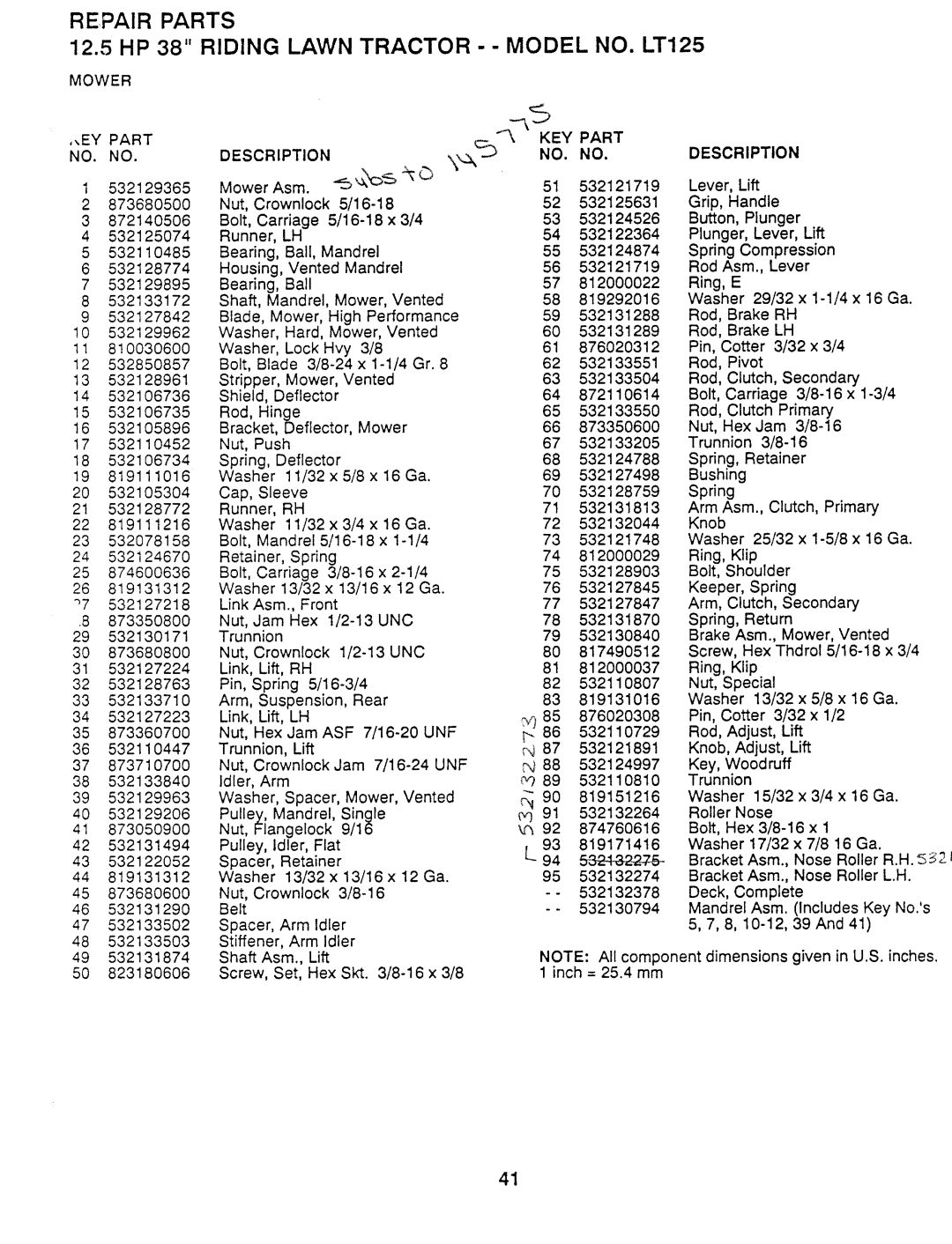 Husqvarna H12538D, 954 00 03-32 manual 