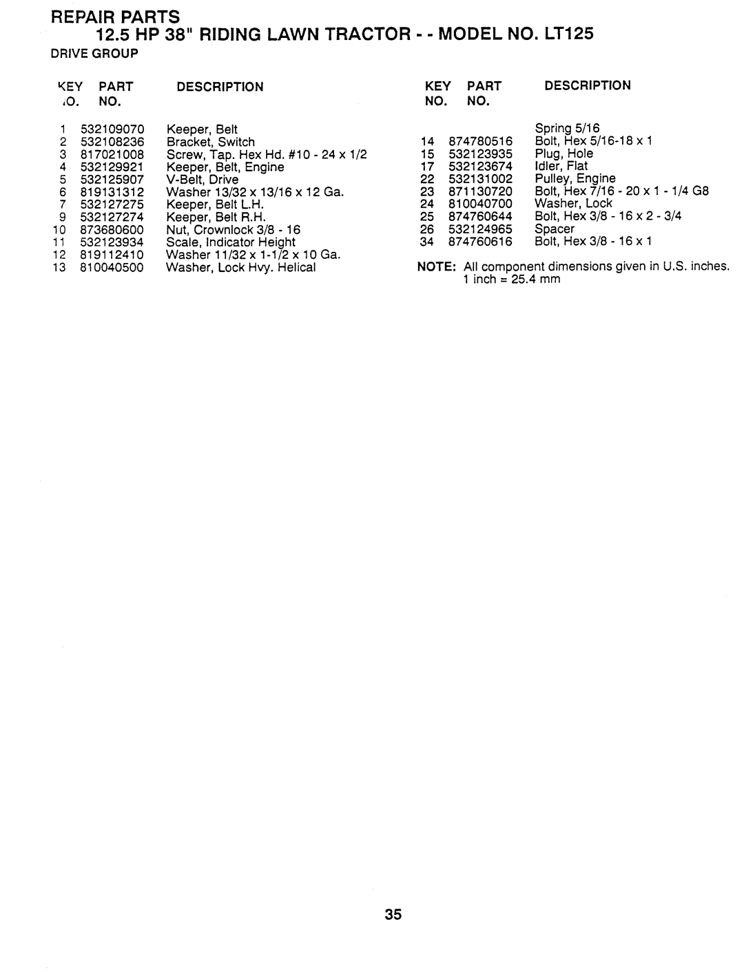 Husqvarna H12538D, 954 00 03-32 manual 