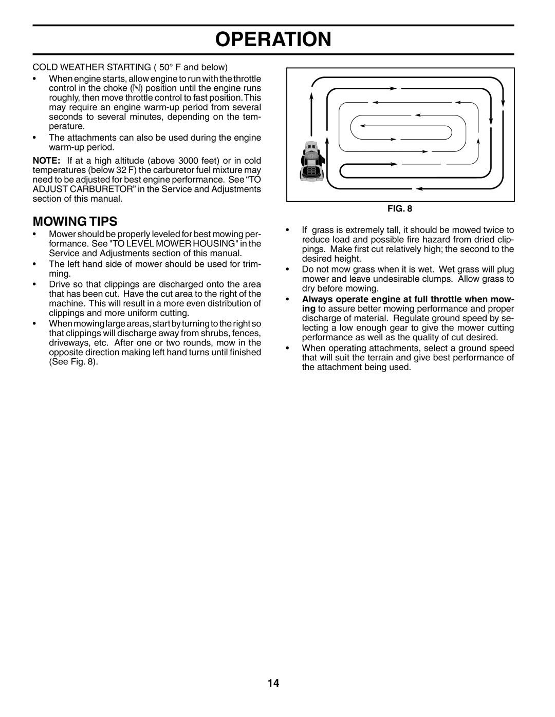 Husqvarna 96013001900 owner manual Mowing Tips 