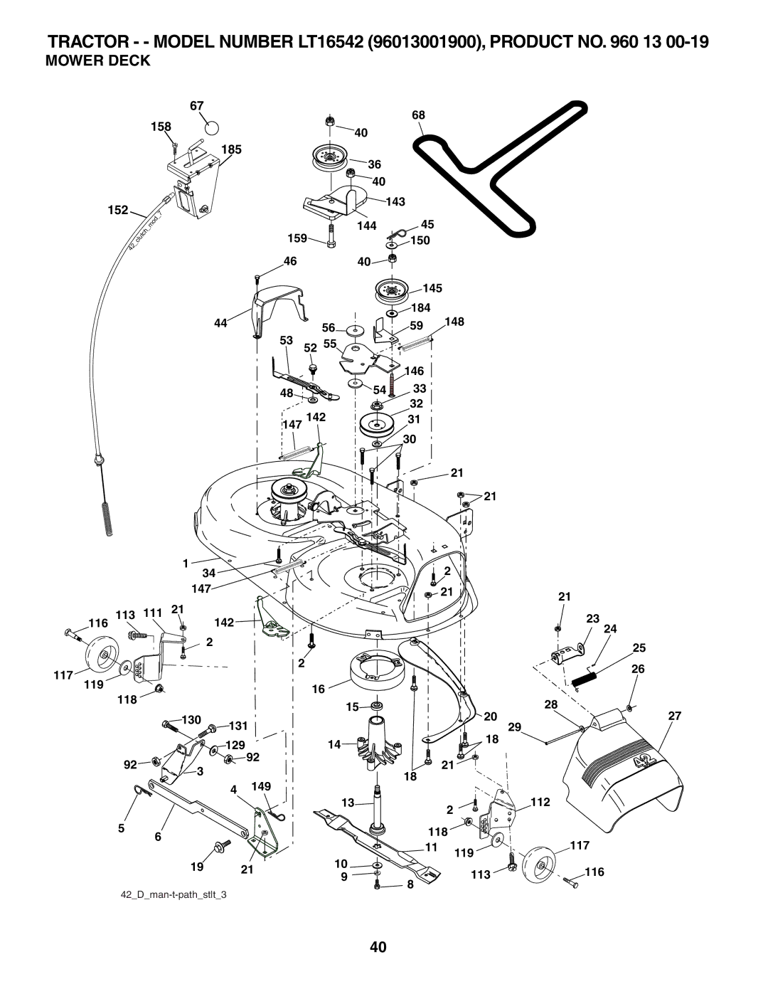 Husqvarna 96013001900 owner manual Mower Deck 