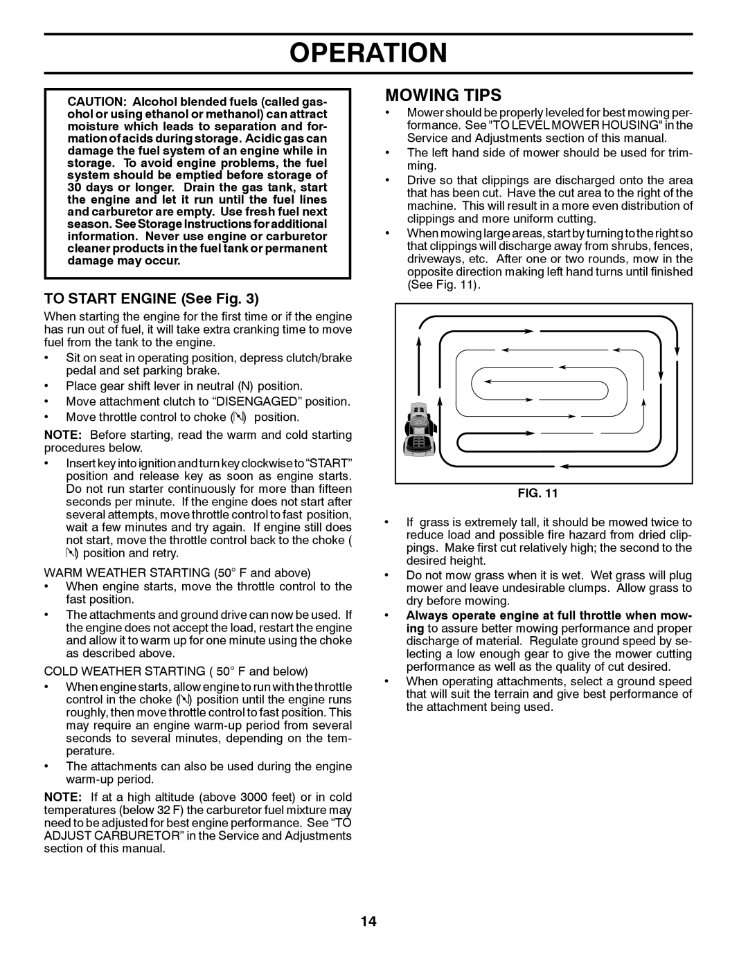 Husqvarna 96043002402, YT16542 owner manual Mowing Tips, To Start Engine See Fig 