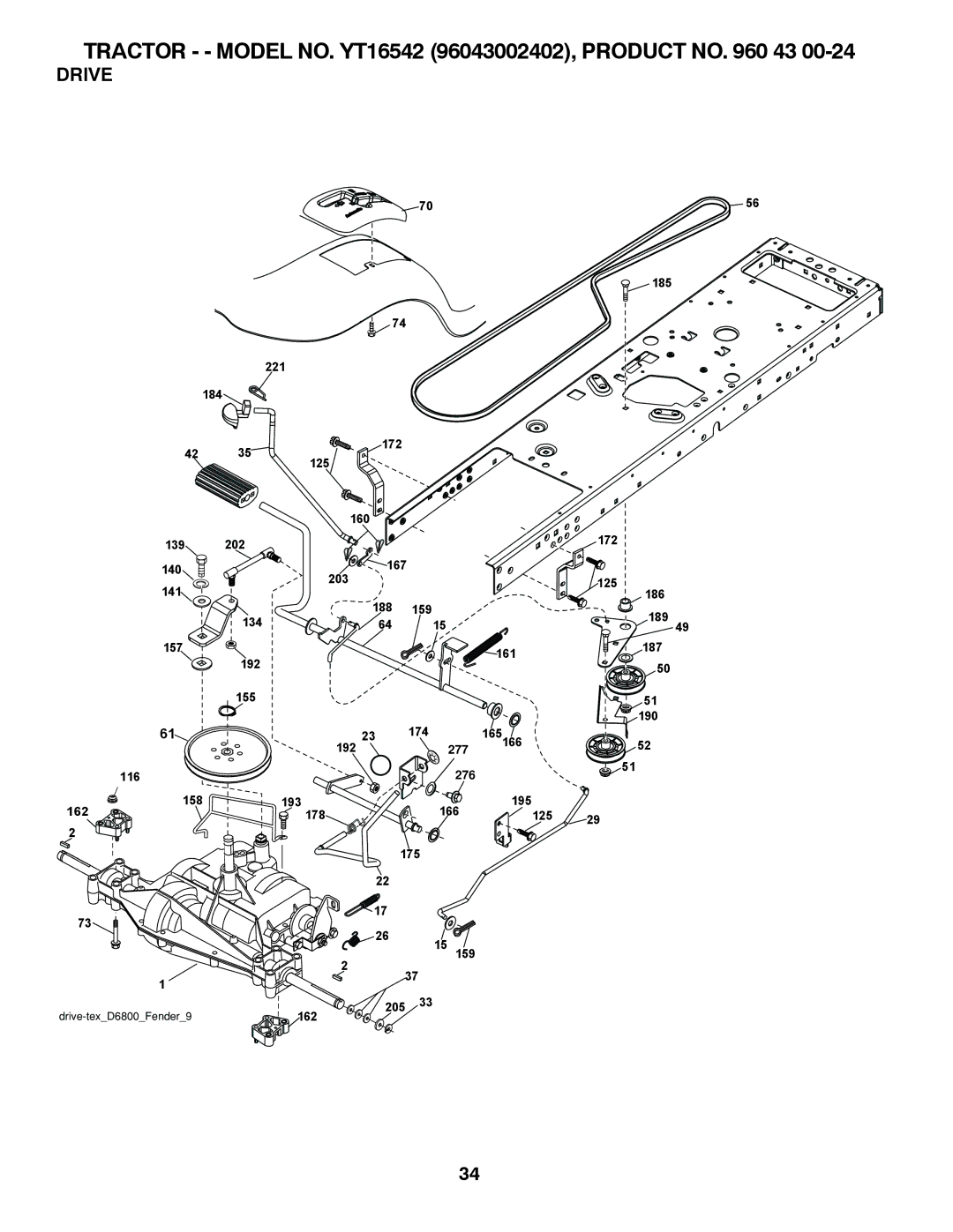 Husqvarna 96043002402, YT16542 owner manual Drive, 162 