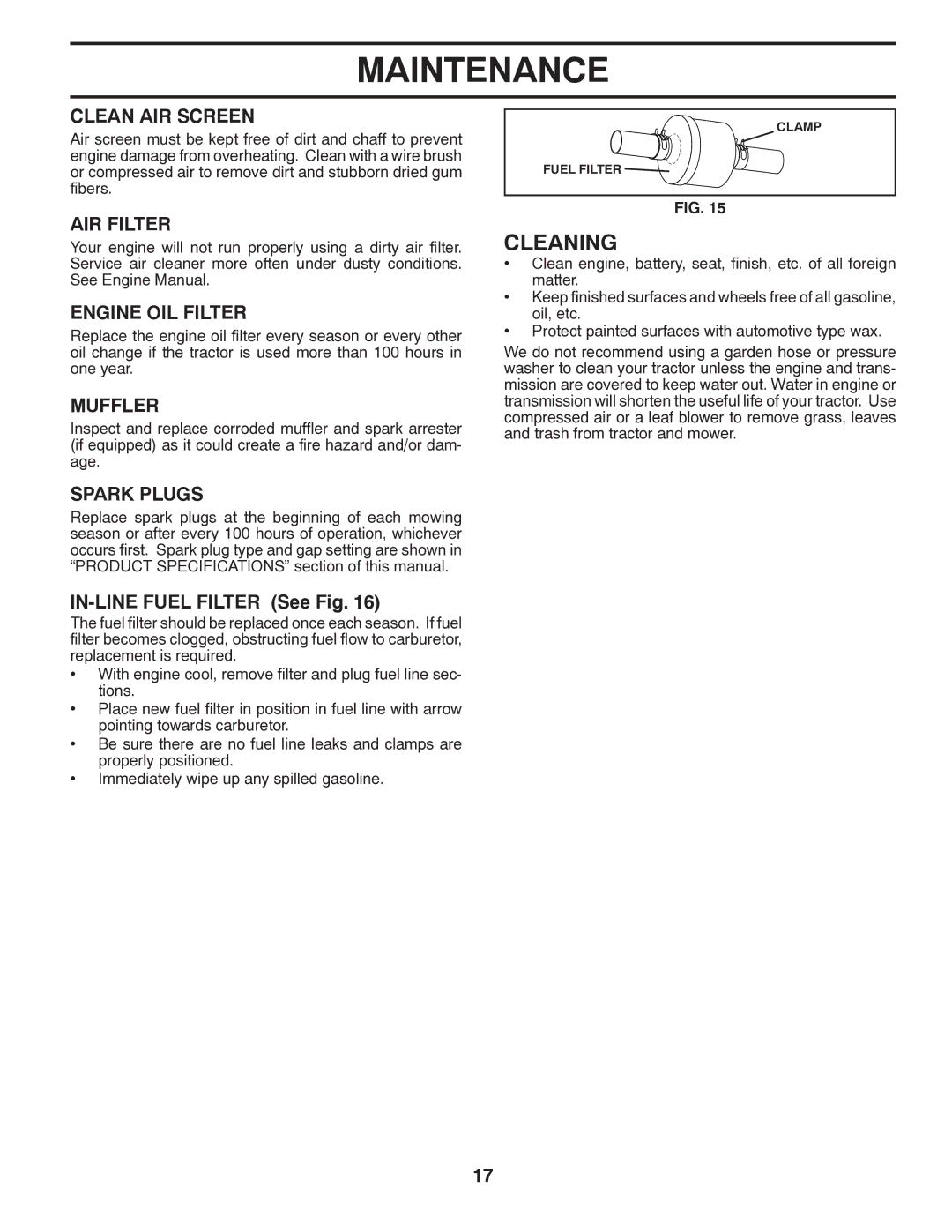 Husqvarna 96043005200 manual Cleaning 