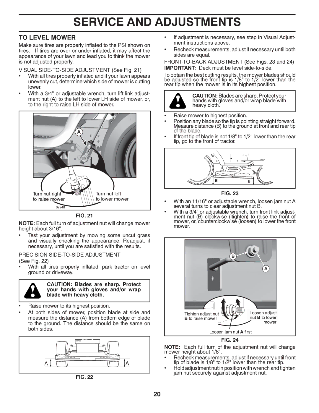 Husqvarna 96043005200 manual To Level Mower 