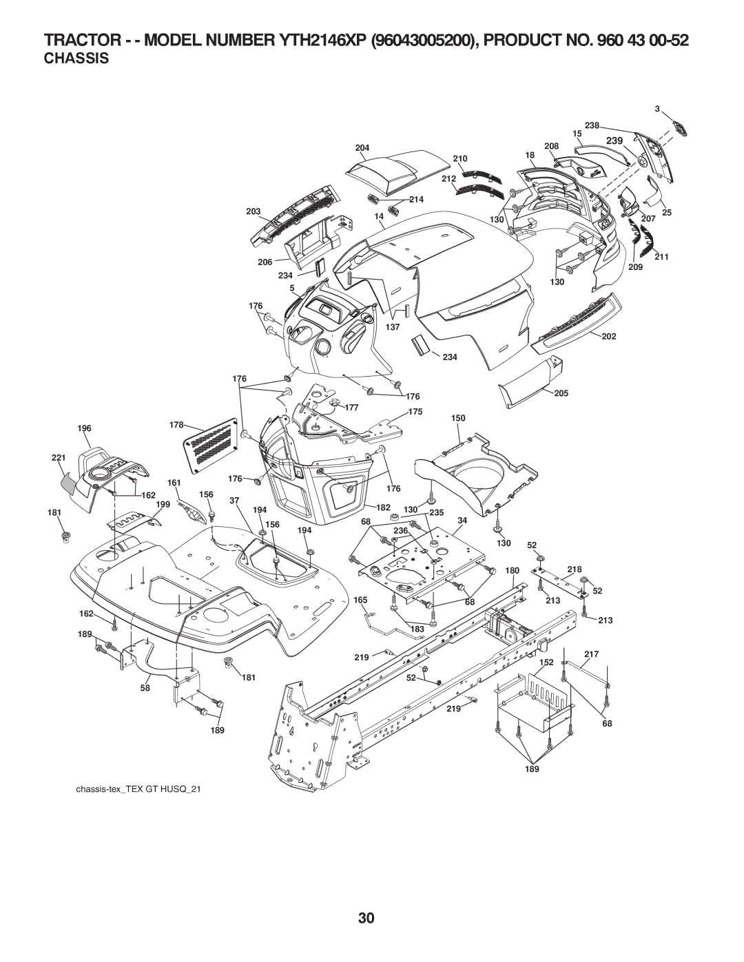 Husqvarna 96043005200 manual Chassis, 239 