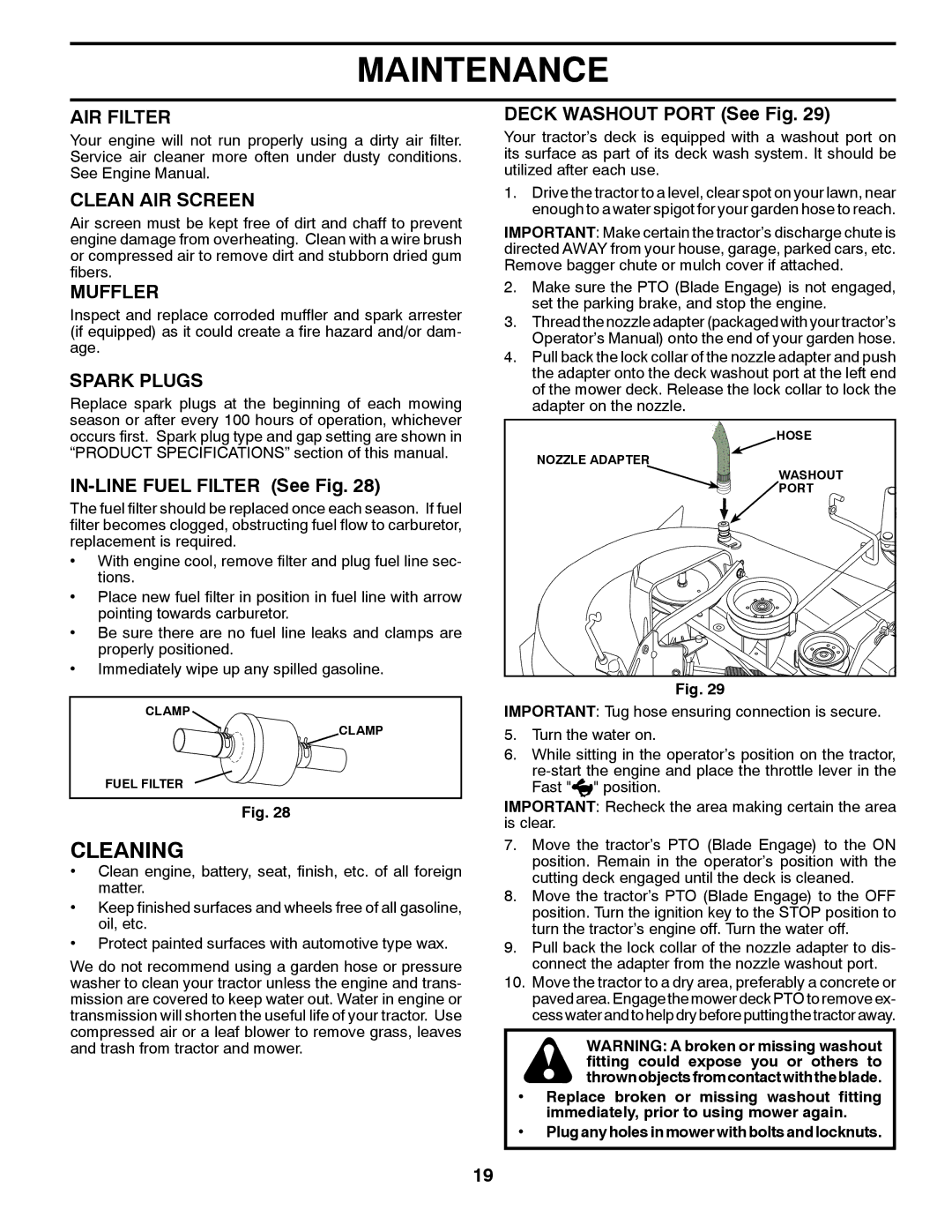 Husqvarna 2354GXLS, 96043006800 owner manual Cleaning, AIR Filter, Clean AIR Screen, Muffler, Spark Plugs 