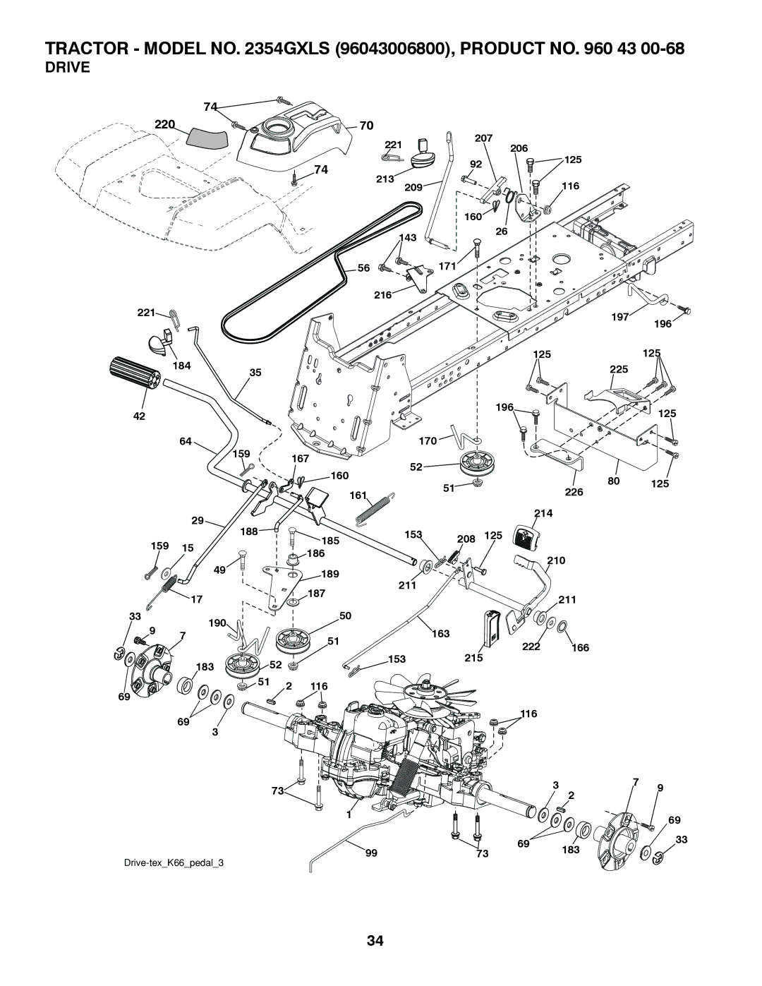 Husqvarna 96043006800, 2354GXLS owner manual Drive, 220 