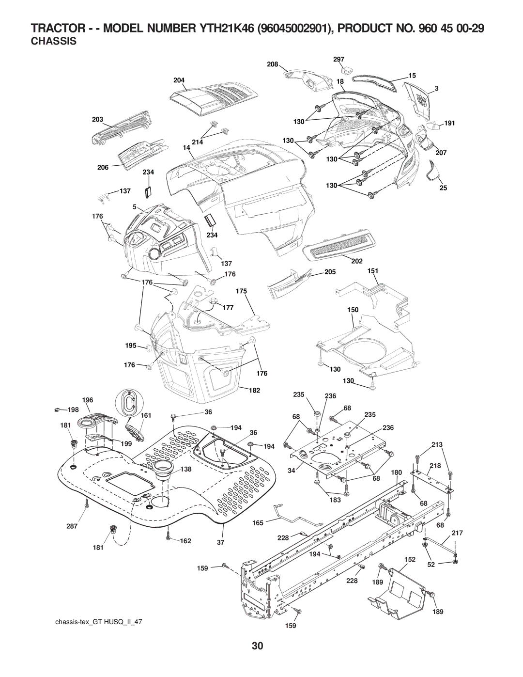 Husqvarna 960430120 owner manual Chassis 