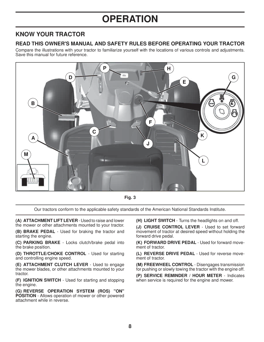 Husqvarna 960430120 owner manual Know Your Tractor 