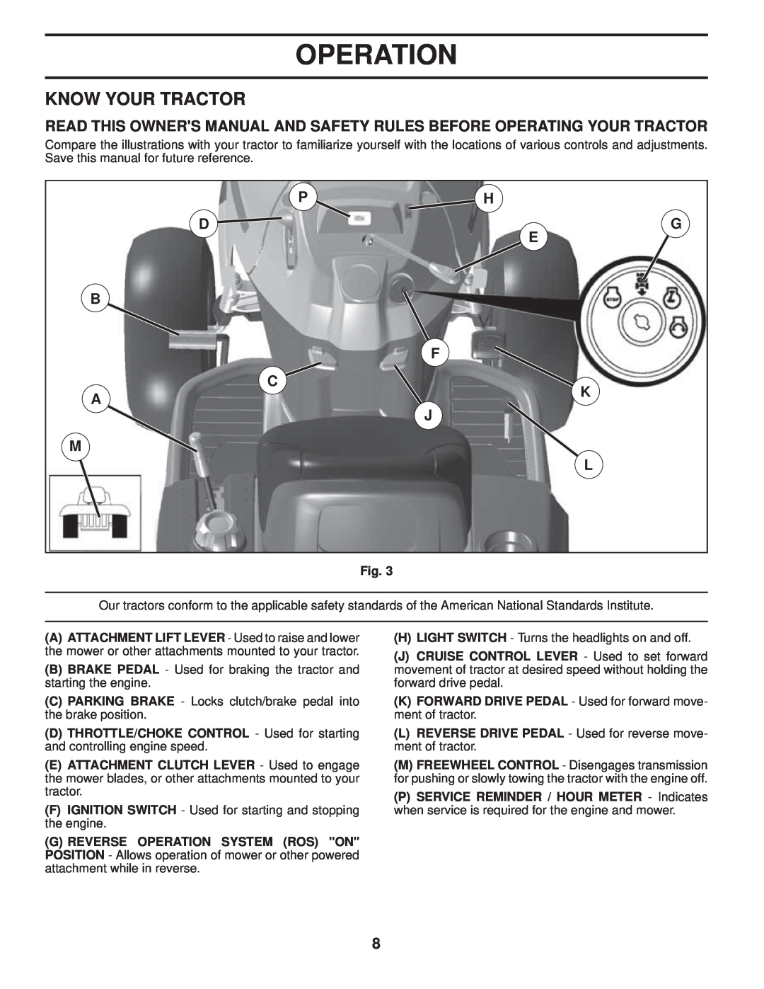 Husqvarna 960430120 owner manual Know Your Tractor, Operation 