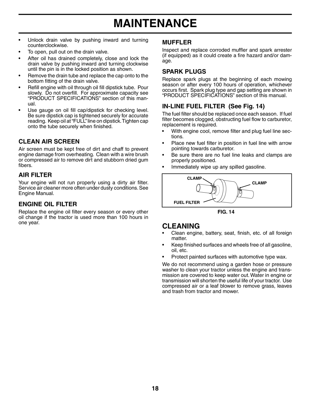 Husqvarna 960430172 owner manual Cleaning 