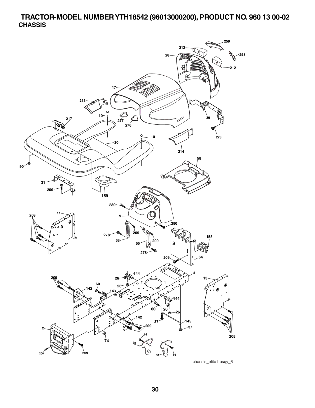 Husqvarna 960430172 owner manual Chassis 