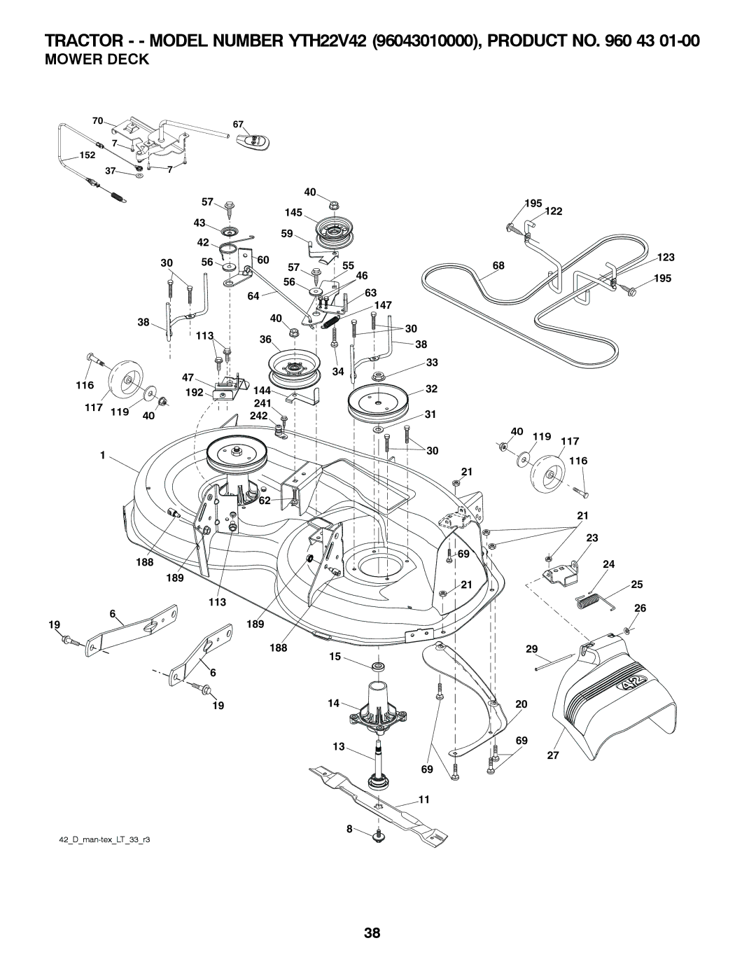 Husqvarna 960430173 owner manual Mower Deck 